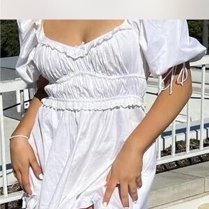 For Love & Lemons White Puff Sleeve Dress